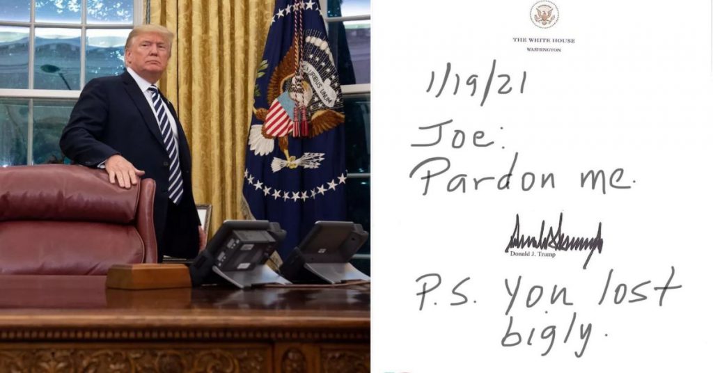 Apparently, Trump Has Left A Note For Biden & Twitter Couldn’t Resist Guessing FI